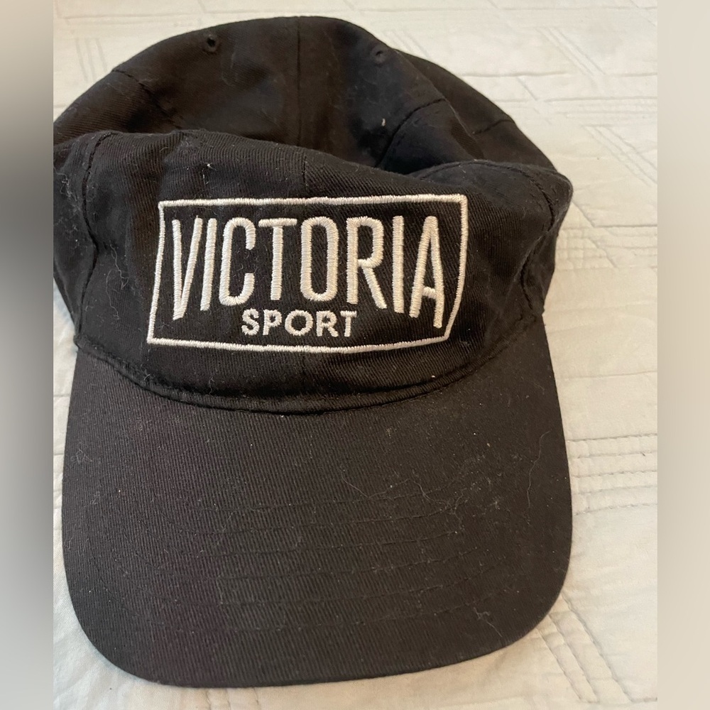 Y2K Victoria Sport Black Baseball Cap with White Embroidered Logo